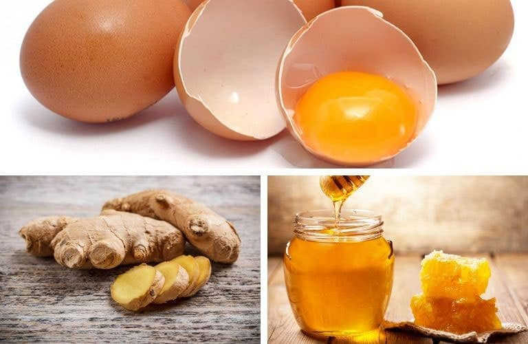  Trứng gà kết hợp với gừng và mật ong